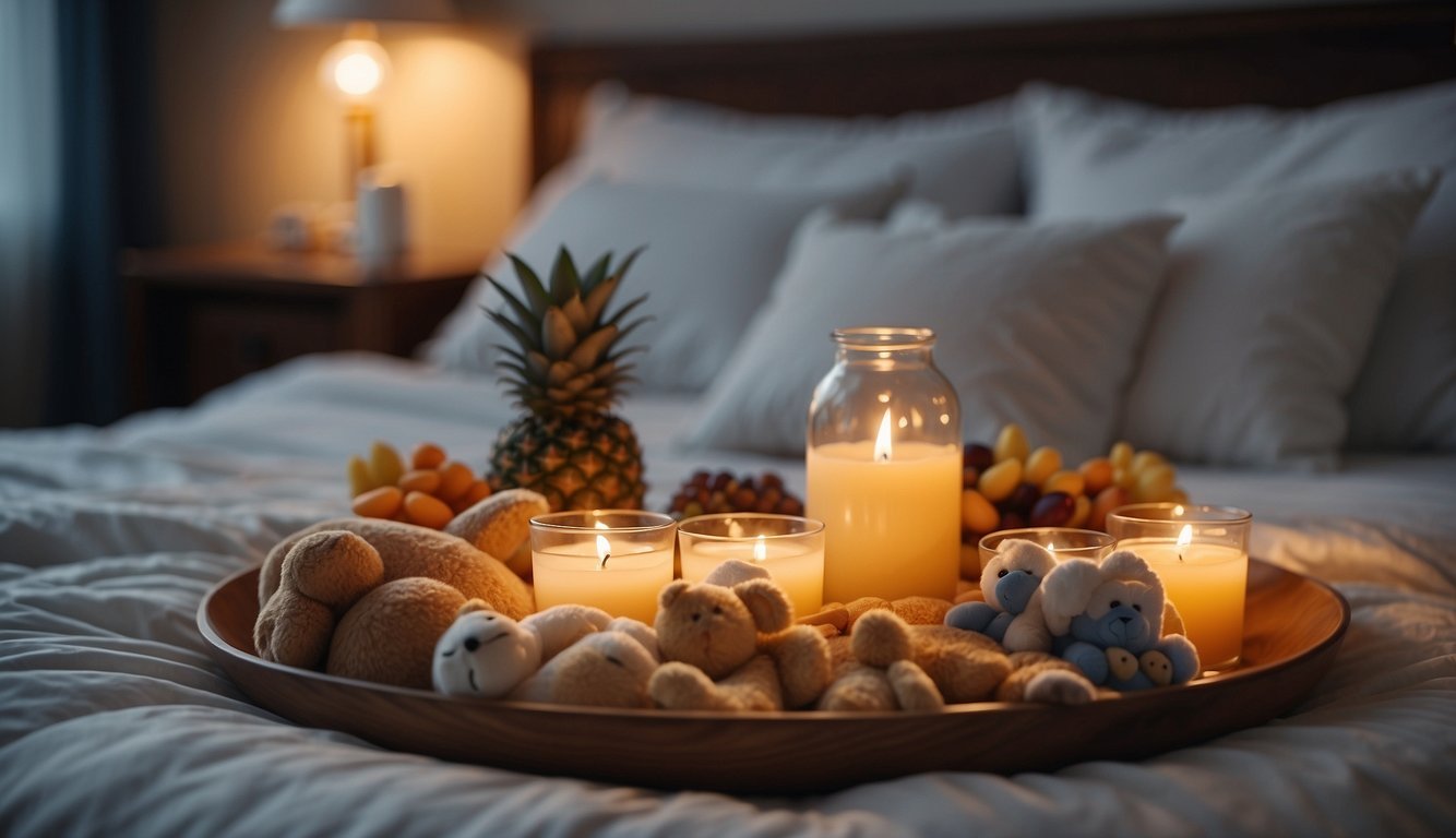 A warm, soft bed with plush blankets and toys. Soft lighting and soothing music. A bowl of fresh water and healthy snacks