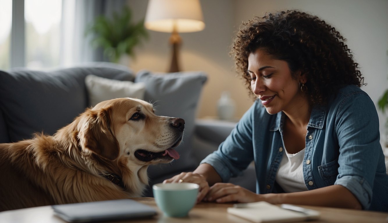 A veterinary social worker provides emotional support to a grieving family as their dog passes away, offering comfort and guidance during a difficult time