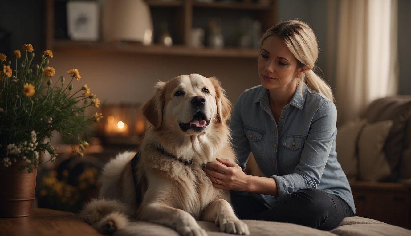 A veterinary social worker comforts a grieving family as their beloved dog passes away