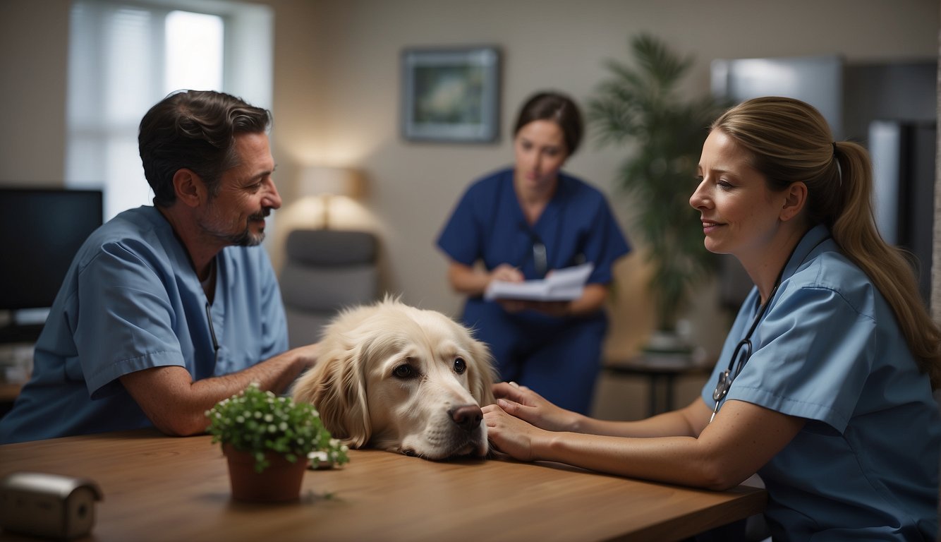 Veterinary social workers engage with grieving pet owners, offering support and resources. They provide emotional care and facilitate decision-making during the difficult process of a dog's end-of-life care