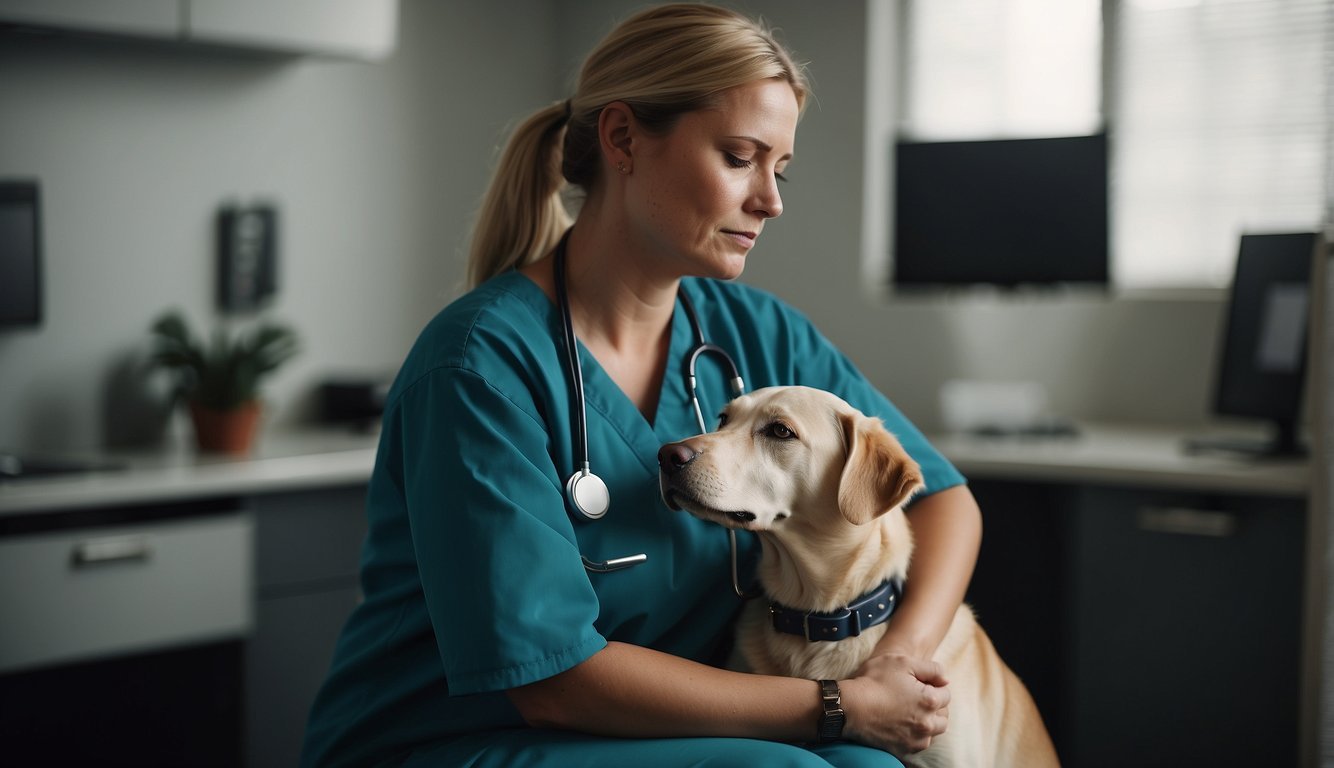 Veterinary social worker comforts grieving staff, offers emotional support during dog's final moments