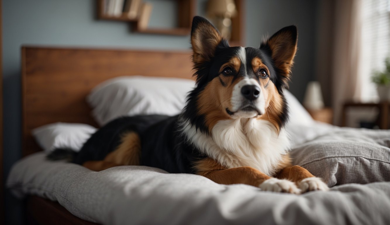 Sick dogs resting in a cozy bed, receiving gentle care and comfort from their loving owner