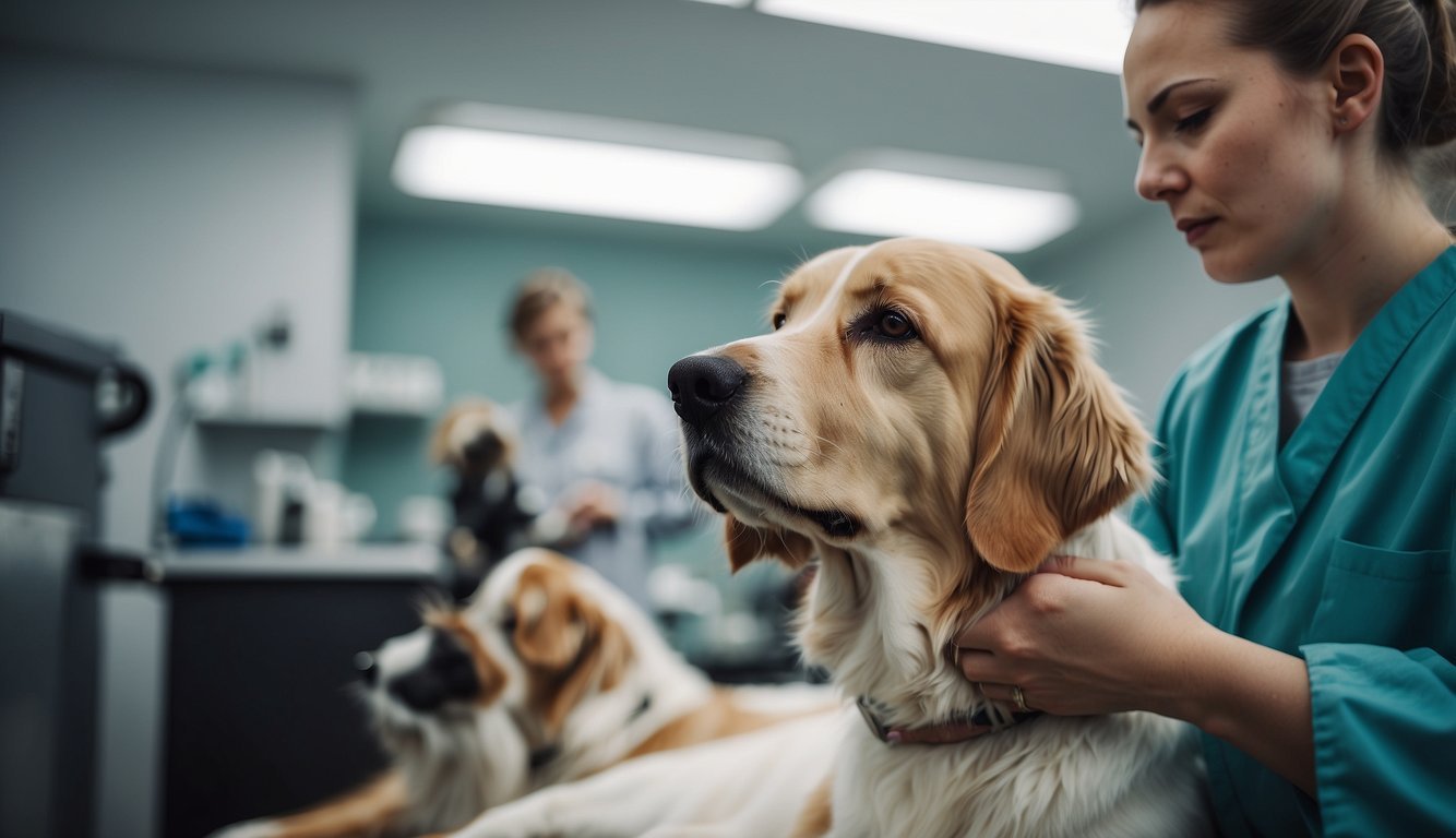 Sick dogs receiving gentle grooming and medical care in a clean and cozy environment