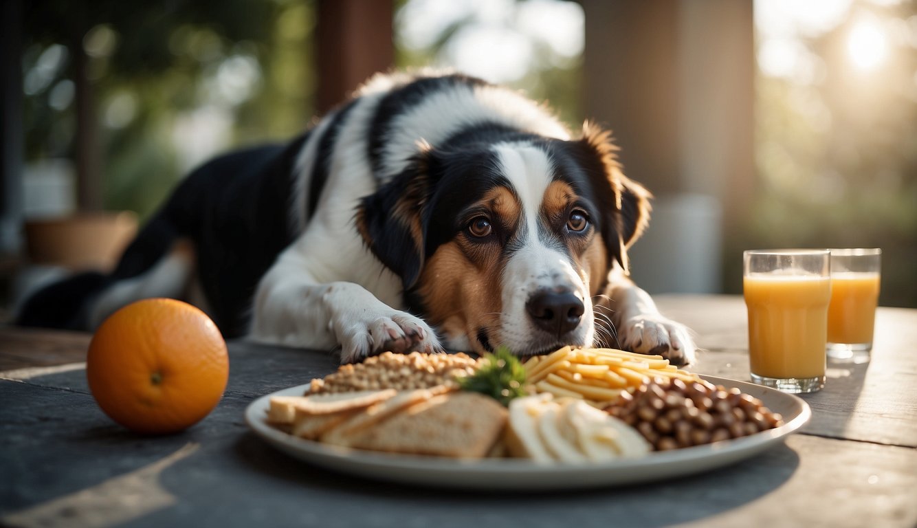 A dog with limited mobility is being fed a balanced diet and engaging in low-impact exercises to maintain a healthy weight